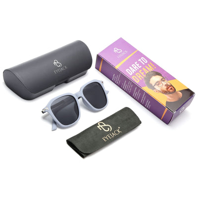Eyejack Grey Square Polarized Sunglasses for Men & Women (7524PCL1268)