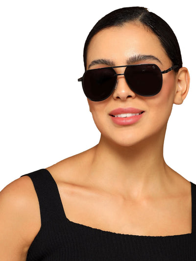 Eyejack Black Aviator Polarized Sunglasses for Men & Women (8008PCL839)