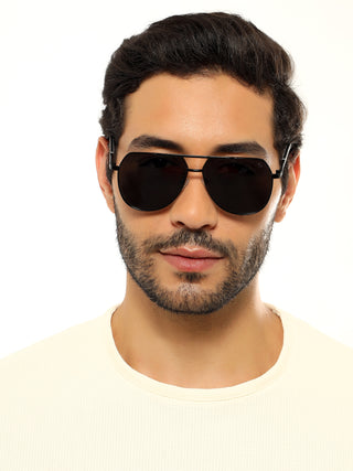 Eyejack Black Aviator Polarized Sunglasses for Men & Women (8008PCL839)