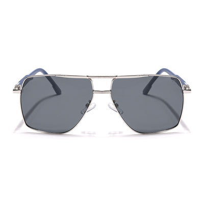 Eyejack Aviator Polarized Sunglasses for Men & Women (Black Lens | Sliver Frame - 8015PCL825)