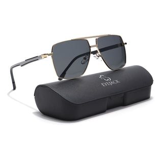 Eyejack Aviator Sunglasses for Men & Women (Black Lens | Golden Frame - 8015PCL754)