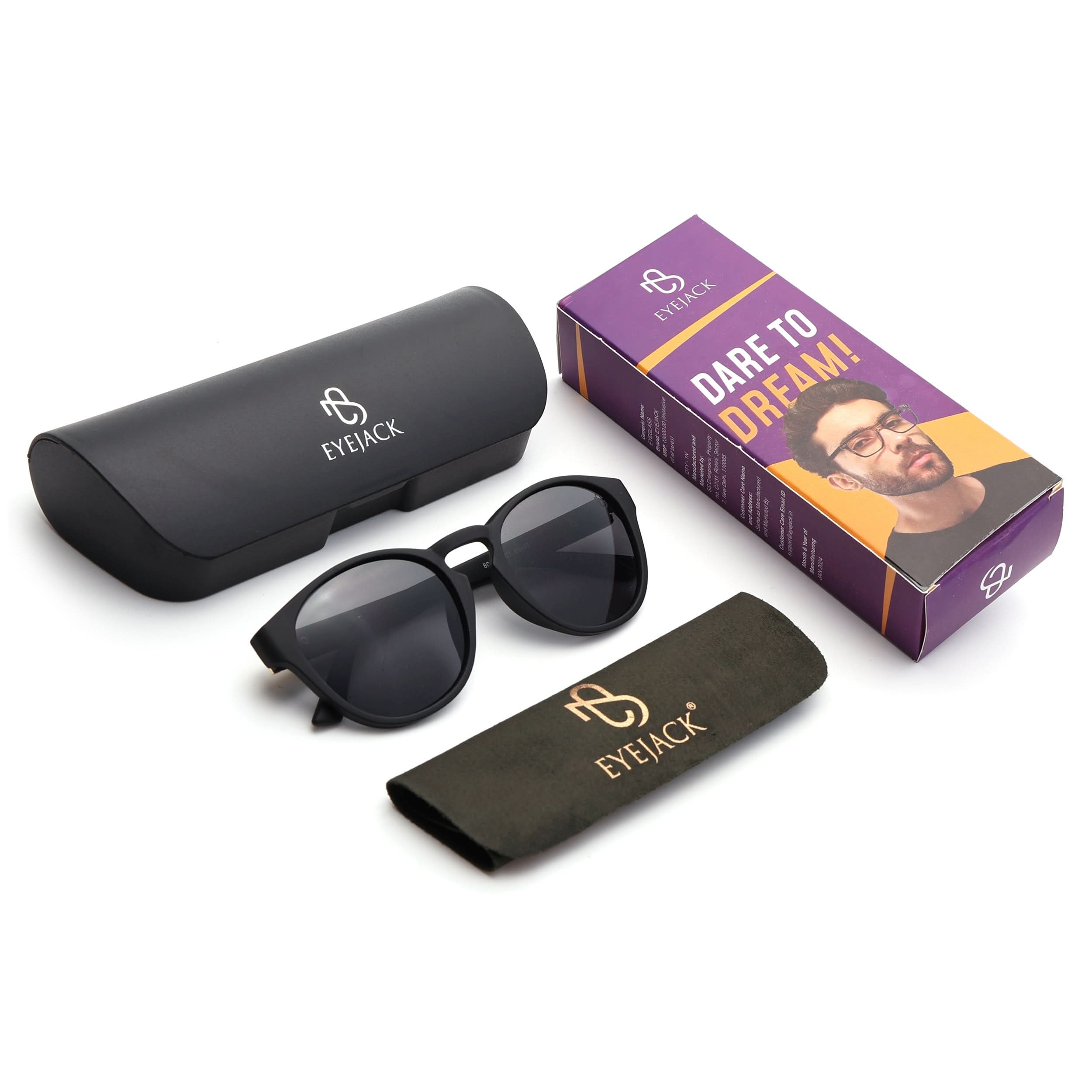 Eyejack Black Round Sunglasses for Men Women (8018CL1047