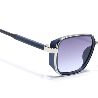 Eyejack Silver & Blue Square Sunglasses for Men & Women (80809CL2130)