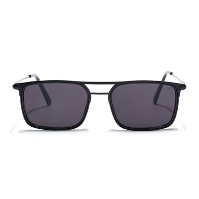Eyejack Black Rectangle Sunglasses for Men & Women (80768CL2131)