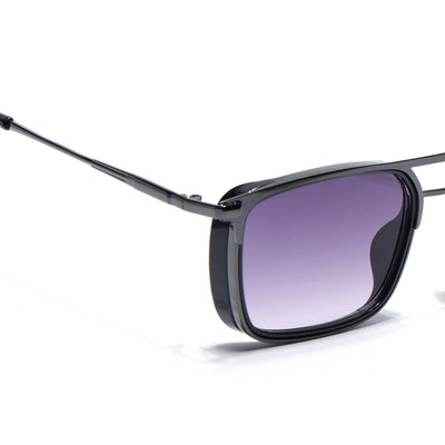 Eyejack Dark Grey Rectangle Sunglasses for Men & Women (80768CL2132)