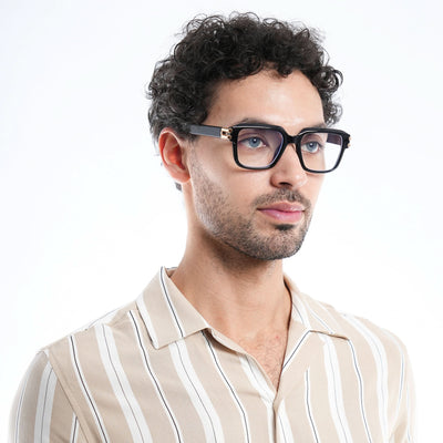 Eyejack Wolf Shine Black Square Eyeglasses for Men & Women (82110CL586-C1)