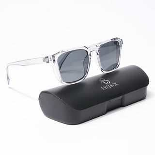 Eyejack Square Sunglasses for Men & Women (Black Lens | Transparent Grey Frame - 89133CL548-C2)