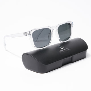 Eyejack Square Sunglasses for Men & Women (Black Lens | Transparent Frame - 89133CL549-C3)