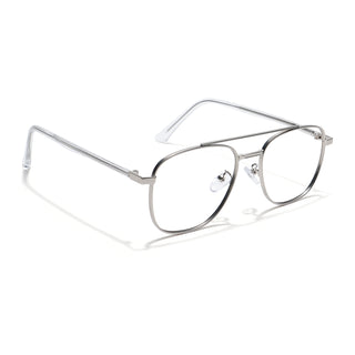 Eyejack Disk Premium Silver Wayfarer Eyeglasses for Men & Women (9002CL736-C2)