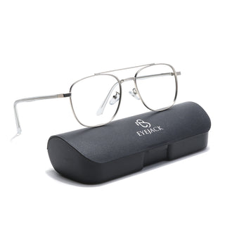 Eyejack Disk Premium Silver Wayfarer Eyeglasses for Men & Women (9002CL736-C2)