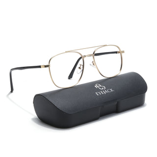 Eyejack Disk Premium Golden Wayfarer Eyeglasses for Men & Women (9002CL737-C3)