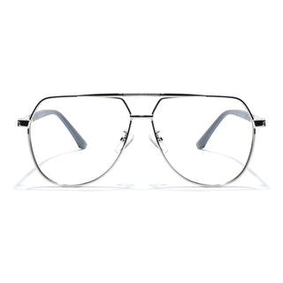 Eyejack Disk Premium Silver Aviator Eyeglasses for Men & Women (9008CL739-C2)