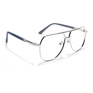 Eyejack Disk Premium Silver Aviator Eyeglasses for Men & Women (9008CL739-C2)