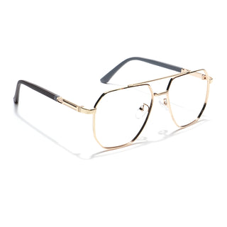 Eyejack Disk Premium Golden Wayfarer Eyeglasses for Men & Women (9009CL743-C3)