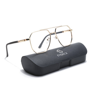 Eyejack Disk Premium Golden Wayfarer Eyeglasses for Men & Women (9009CL743-C3)