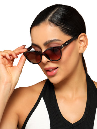 Eyejack Brown & Clear Cateye Sunglasses for Women (90151CL760)