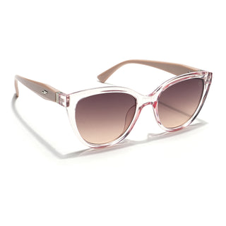 Eyejack Cateye Sunglasses for Women (Brown Lens | Transparent Pink Frame - 90151CL761)