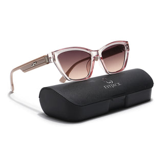 Eyejack Cateye Sunglasses for Women (Brown Lens | Transparent Pink Frame - 90152CL765)