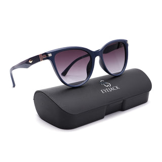 Eyejack Cateye Sunglasses for Women (Grey & Clear Lens | Navy Blue Frame - 90160CL817)