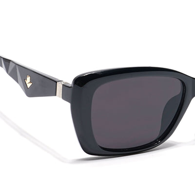 Eyejack Black Rectangle Sunglasses for Men & Women (90164CL848)