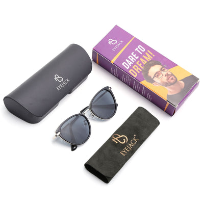 Eyejack Black & Silver Cateye Sunglasses for Women (9429CL1098)