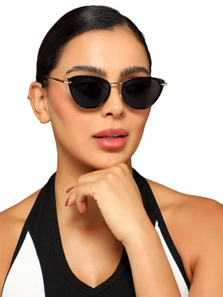 Eyejack Black & Golden Cateye Sunglasses for Women (9429CL1099)