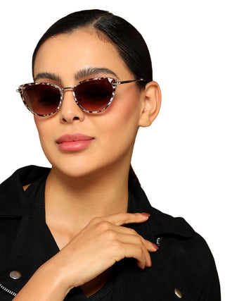 Eyejack White & Brown Cateye Sunglasses for Women (9429CL1101)