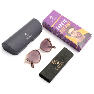 Eyejack Brown & Golden Cateye Sunglasses for Women (9435CL1105)