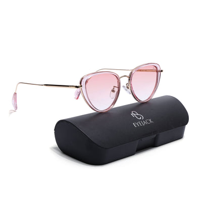 Eyejack Pink & Golden Cateye Sunglasses for Women (9435CL1106)
