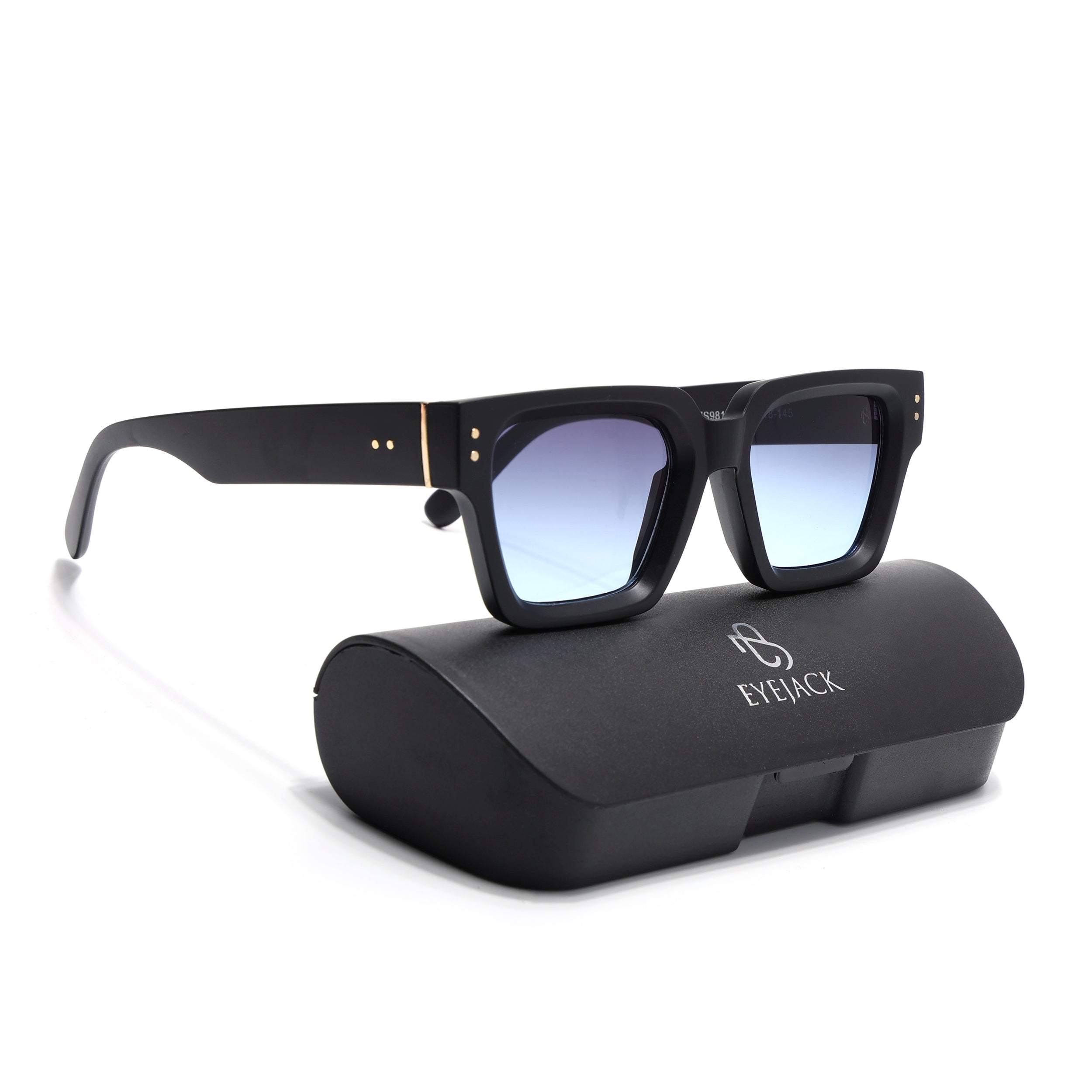 Eyejack Matt Black Square Sunglasses for Men Women (98170CL1066)