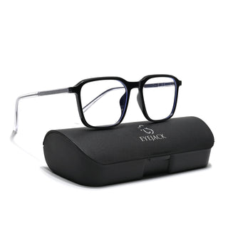 Eyejack Minimals Shine Black Square Eyeglasses for Men & Women (A08FCL1353-C1)