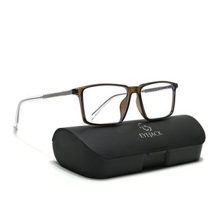 Eyejack Minimals Brown Rectangle Eyeglasses for Men & Women (A09FCL1366-C7)