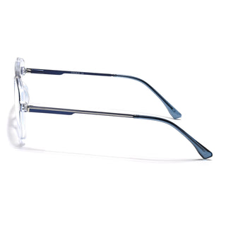 Eyejack Essentials Blue & Clear Wayfarer Eyeglasses for Men & Women (B02FCL1384-C4)