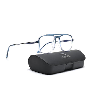 Eyejack Essentials Blue & Clear Wayfarer Eyeglasses for Men & Women (B02FCL1384-C4)