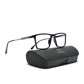 Eyejack Essentials Shine Black Rectangle Eyeglasses for Men & Women (B05FCL1402-C1)