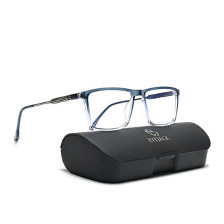 Eyejack Essentials Blue & Clear Rectangle Eyeglasses for Men & Women (B05FCL1405-C4)