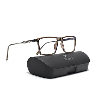 Eyejack Essentials Brown Rectangle Eyeglasses for Men & Women (B05FCL1408-C7)