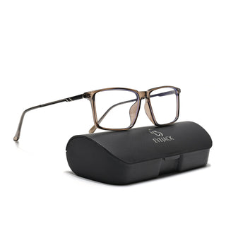 Eyejack Essentials Brown Rectangle Eyeglasses for Men & Women (B08FCL1429-C7)