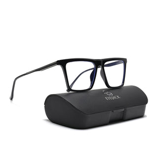 Eyejack Essentials Shine Black Square Eyeglasses for Men & Women (B09FCL1430-C1)