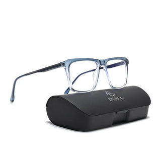 Eyejack Essentials Blue & Clear Square Eyeglasses for Men & Women (B09FCL1433-C4)