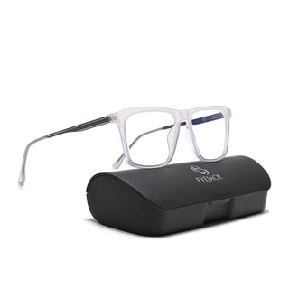 Eyejack Essentials Transparent Grey Square Eyeglasses for Men & Women (B09FCL1434-C5)