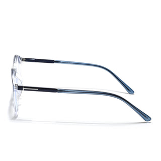 Eyejack Essentials Blue & Clear Round Eyeglasses for Men & Women (B10FCL1440-C4)