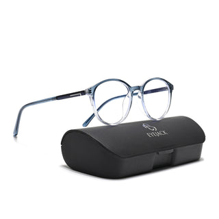 Eyejack Essentials Blue & Clear Round Eyeglasses for Men & Women (B10FCL1440-C4)