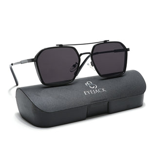 Eyejack Black Square Sunglasses for Men & Women (B80677CL846)