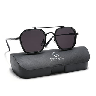 Eyejack Black Square Sunglasses for Men & Women (B80678CL904)