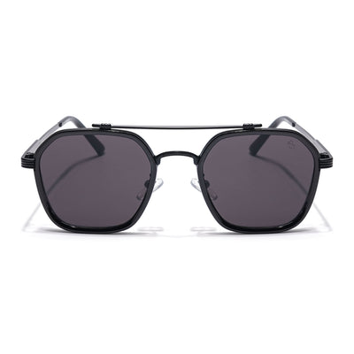 Eyejack Black Square Sunglasses for Men & Women (B80678CL904)
