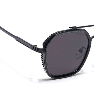 Eyejack Black Square Sunglasses for Men & Women (B80678CL904)