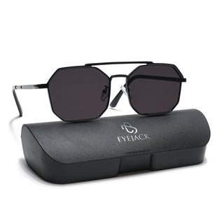 Eyejack Black Square Sunglasses for Men & Women (B80776CL882)