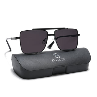 Eyejack Black Square Sunglasses for Men & Women (B80787CL865)