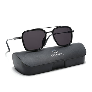 Eyejack Black Square Sunglasses for Men & Women (B80802CL833)